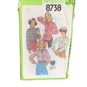 Simplicity 8738 Vintage Sewing Pattern for Misses Shirt Size 18